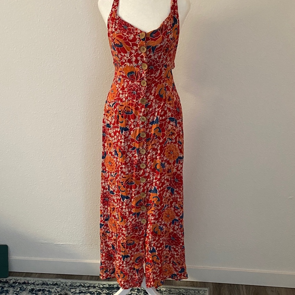 Angie Red Floral Midi Dress